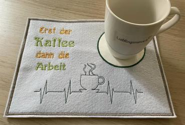 ITH - Stickdatei Mug Rug EKG-Linie Kaffeetasse